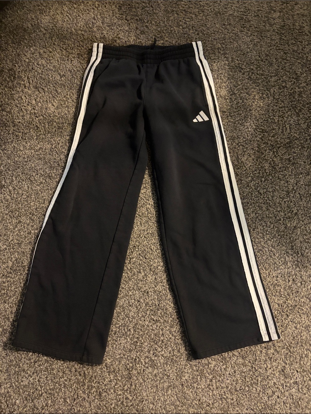 adidas Kids Black Sweatpants with White Side Stripes